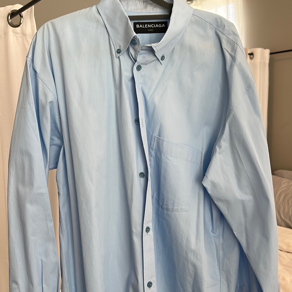 Men’s Balenciaga button down shirt blue new with tags 40